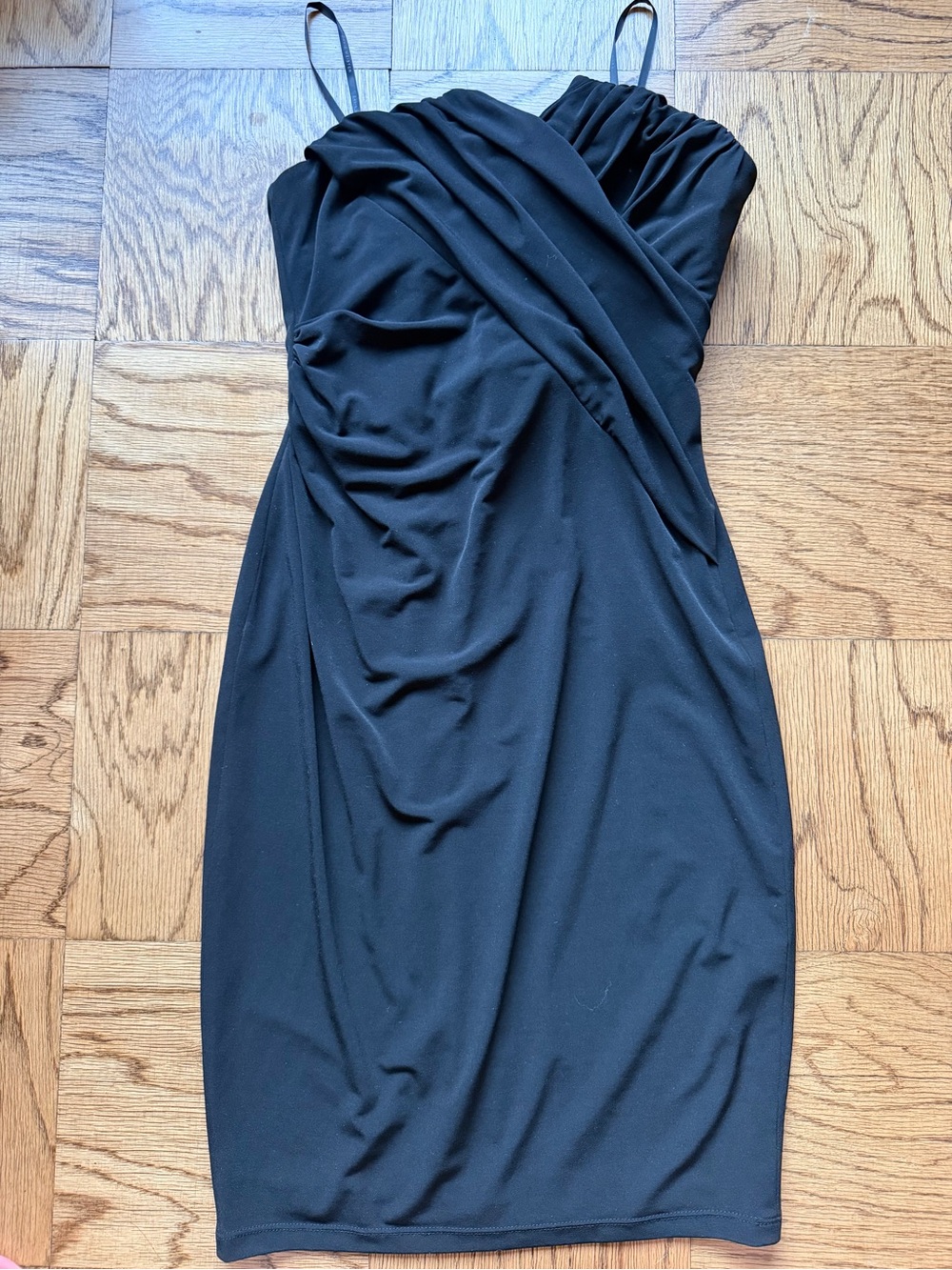 david meister dress strapless black 6 beaded back